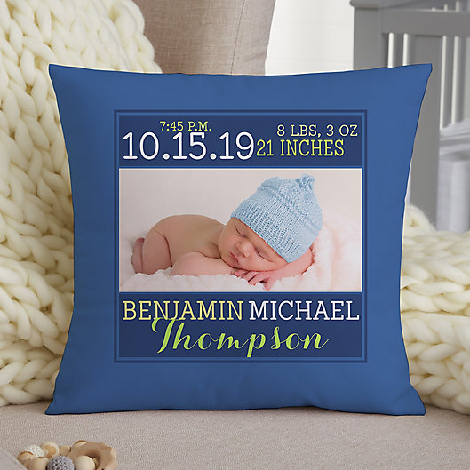 Alternate image 1 for Darling Baby Boy Personalized 14-Inch Square Throw Pillow