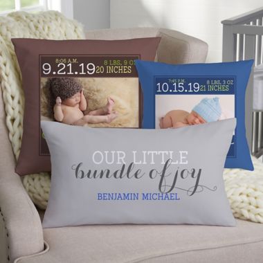 Darling Baby Boy Personalized 14-Inch Square Throw Pillow. View a larger version of this product image.