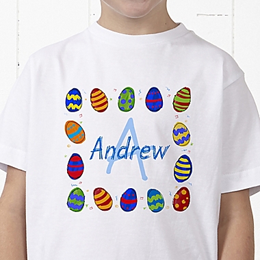 Colorful Eggs Personalized Hanes&reg; Youth T-Shirt. View a larger version of this product image.