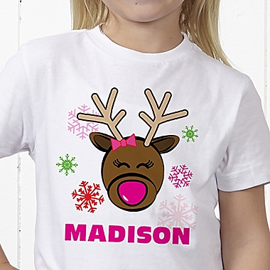 Christmas Reindeer Personalized Hanes&reg; Youth T-Shirt. View a larger version of this product image.