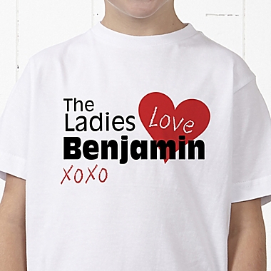 The Ladies Love Me Personalized Hanes&reg; Youth T-Shirt. View a larger version of this product image.