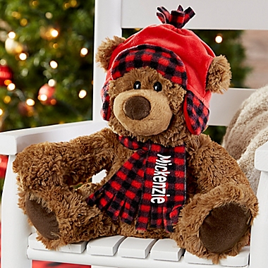 Buffalo Check Personalized Christmas Teddy Bear. View a larger version of this product image.