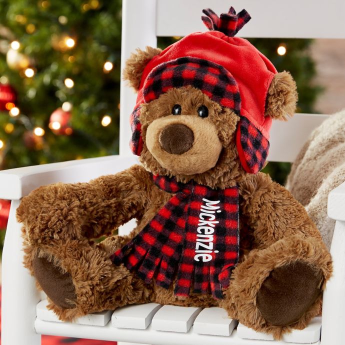 buffalo plaid stuffed bear