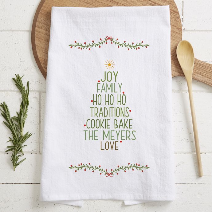 Christmas Family Tree Personalized Tea Towel | Bed Bath ...