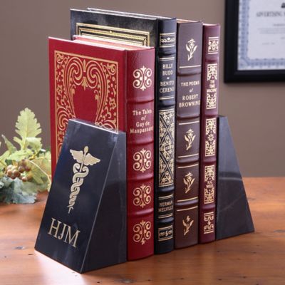 MEDICAL DOCTOR CADUCEUS TIGER EYE MARBLE BOOKENDS BOOKENDS 