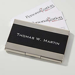 Executive Black & Silver Personalized Business Card Case