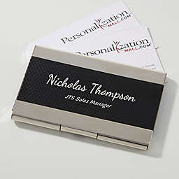 Contemporary Black & Silver Personalized Business Card Case