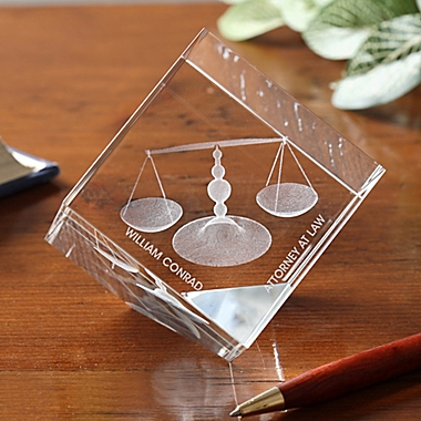 Scales of Justice 3-D Personalized Crystal Sculpture. View a larger version of this product image.