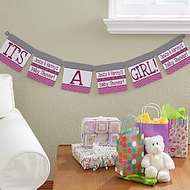 Chevron Baby Shower 48.5-Inch x 8-Inch Personalized Paper Banner. View a larger version of this product image.