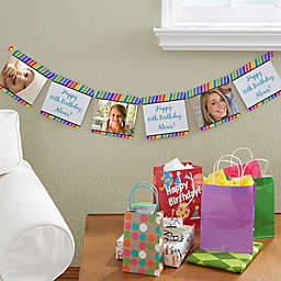 Photo Party Stripe Personalized 48.5-Inch x 8-Inch Paper Banner