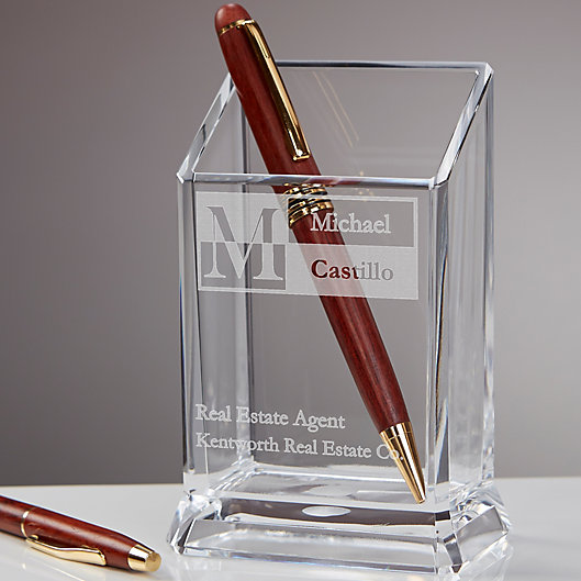 Alternate image 1 for Sophisticated Style Personalized Acrylic Pen & Pencil Holder