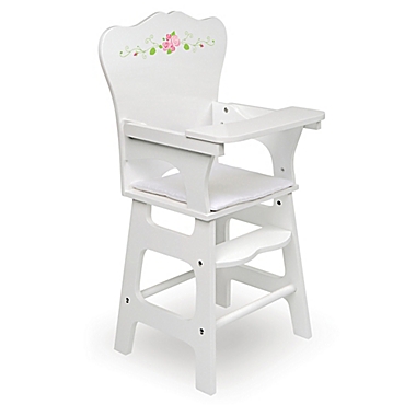Badger Basket Rose Doll High Chair in White. View a larger version of this product image.
