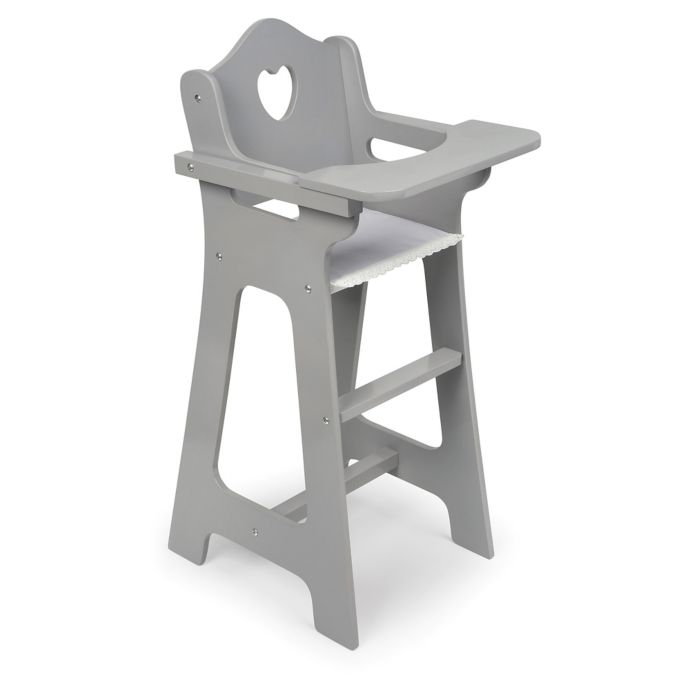 Badger Basket Heart Cut Out Doll High Chair In Grey Bed Bath