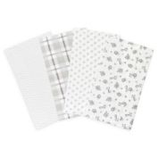 Trend Lab&reg; Safari Chevron 4-Pack Flannel Burp Cloth Set in Grey and White