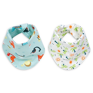 Trend Lab&reg; Dinosaur 2-Pack Reversible Flannel Bandana Bib Set. View a larger version of this product image.