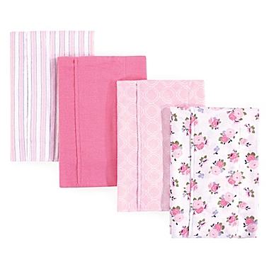 Hudson Baby 4-Pack Garden Burp Cloth Set in Pink. View a larger version of this product image.