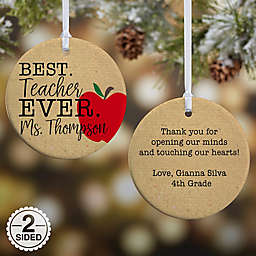 2-Sided Glossy Best.Teacher.Ever Personalized Ornament- Small