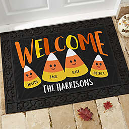 Candy Corn Family Personalized 18-Inch x 27-Inch Doormat