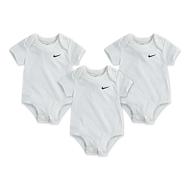 Nike Swoosh Size 6M 3-Pack Bodysuits in White. View a larger version of this product image.