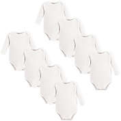 Touched by Nature 8-Pack Long Sleeve Cotton Bodysuits in White