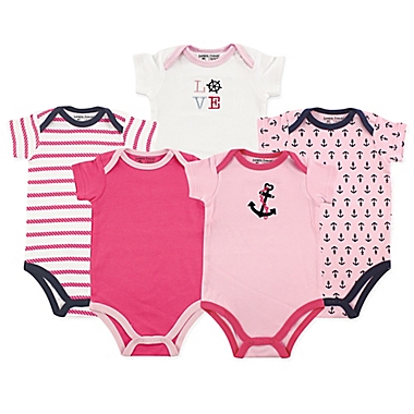 Luvable Friends&reg; Nautical Size 18-24M 5-Pack Bodysuits in Pink. View a larger version of this product image.