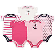 Luvable Friends&reg; Nautical 5-Pack Bodysuits in Pink