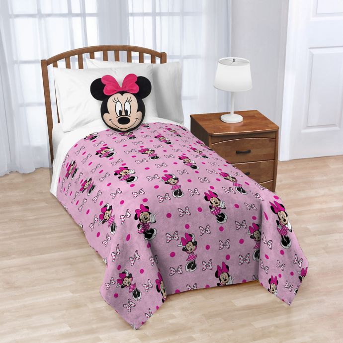 Disney 2 Piece Minnie Nogginz Throw Blanket And Pillow Set Bed