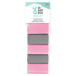 Oh Baby Bags 60-Count Diaper Sack Refills in Pink/Grey