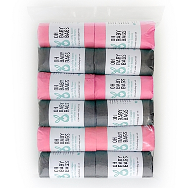 Oh Baby Bags 12-Count Duffel Dispenser Refill Bags in Pink/Grey. View a larger version of this product image.