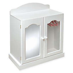 Badger Basket Mirrored Doll Armoire in White/Pink
