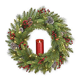 National Tree Company® 24-Inch Bristle Berry Candle Wreath with Warm White Lights