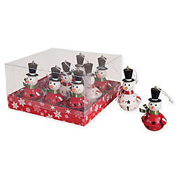9-Count Snowman Bell Ornament Set in Red