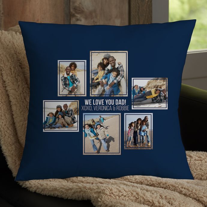 For Him 6-Photo Collage Personalized 18-Inch Square Throw ...
