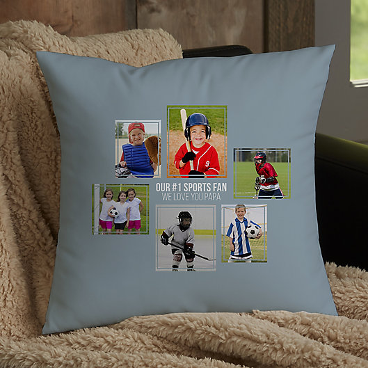 Alternate image 1 for For Him 6-Photo Collage Personalized 14-Inch Square Throw Pillow