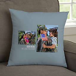 For Her 2-Photo Collage Personalized 14-Inch Square Throw Pillow