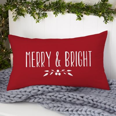 Christmas Wreath Personalized Lumbar Throw Pillow