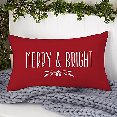 Christmas Wreath Personalized Lumbar Throw Pillow. View a larger version of this product image.