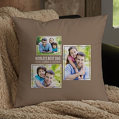 For Him 3-Photo Collage Personalized 14-Inch Square Throw Pillow. View a larger version of this product image.