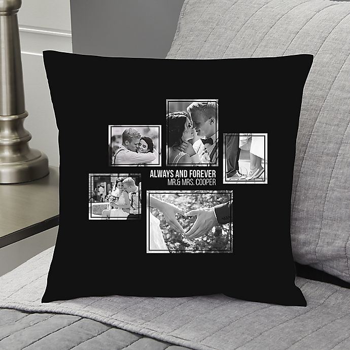 Wedding 5-Photo Collage Personalized Throw Pillow Collection. View a larger version of this product image.