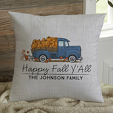 Classic Fall Vintage Truck Personalized 14-Inch Square Throw Pillow. View a larger version of this product image.