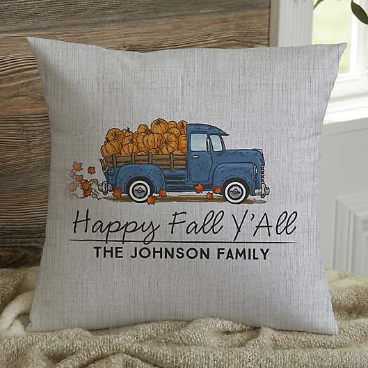 Alternate image 1 for Classic Fall Vintage Truck Personalized 14-Inch Square Throw Pillow
