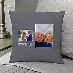 Wedding 2-Photo Collage Personalized 14-Inch Square Throw Pillow