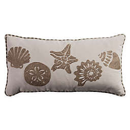 Rizzy Home Coastal Embroidered Oblong Throw Pillow in Light Beige