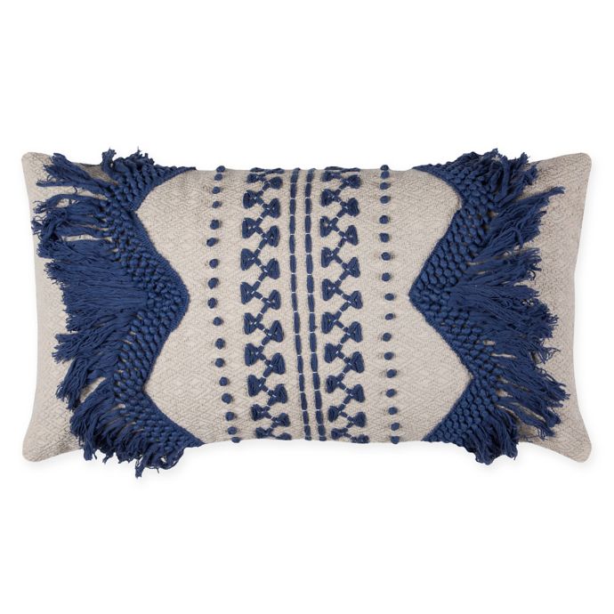 Rizzy Home Zig Zag Stripe Oblong Throw Pillow In Blue Natural