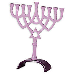 Classic Aluminum Hanukkah Menorah in Purple/Pink
