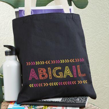 Stencil Name Personalized Tote Bag For Girls. View a larger version of this product image.