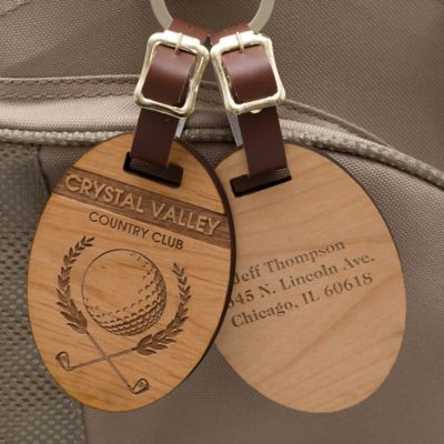 wooden name bag tags