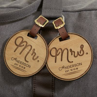 wooden name bag tags