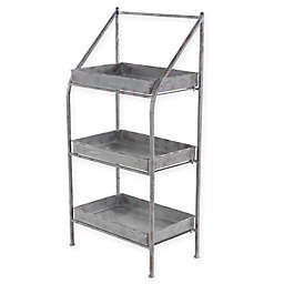 Ridge Road Decor Aged Silver Metal Outdoor Plant Stand