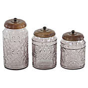Ridge Road D&eacute;cor Round Glass Canisters with Lids (Set of 3)
